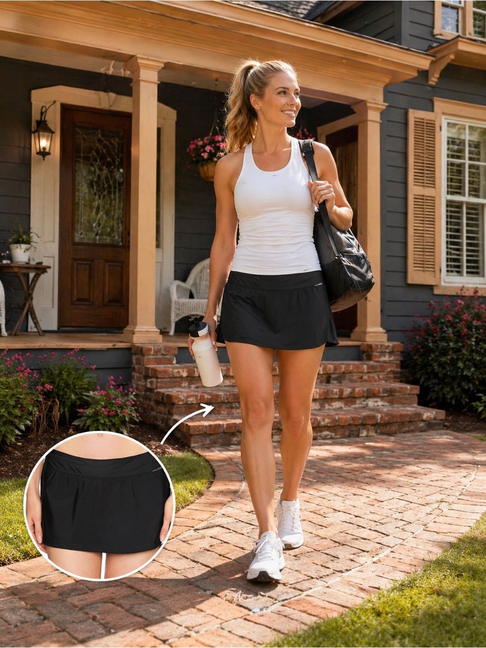NWT ZeroXposur Black Athletic Skort 16W Plus Size Built-In Briefs UPF 30+